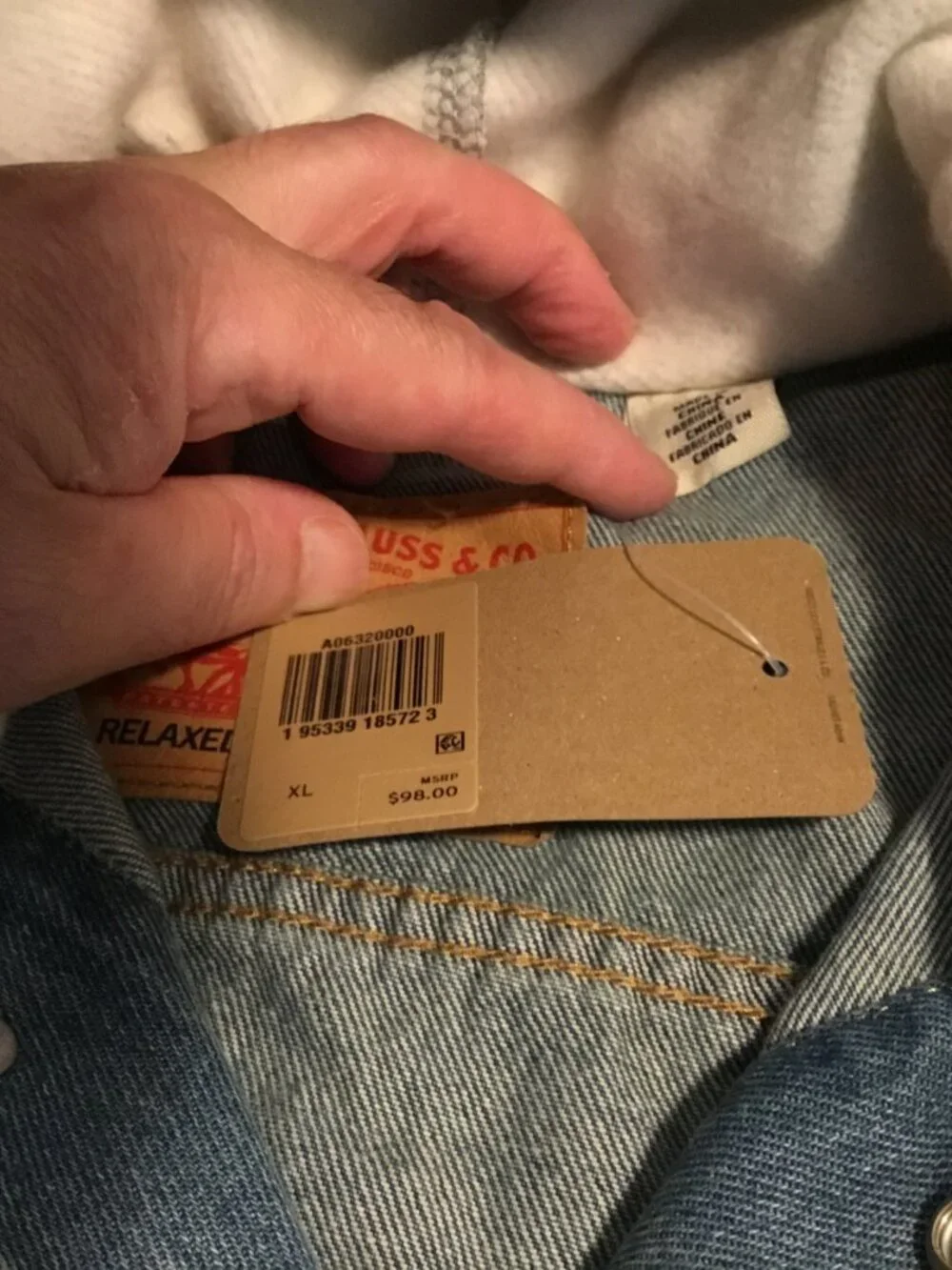 NWT Levis Trucker Gray Sweatshirt Hoodie & Sleeves Denim Snap Front Jacket XL - Picture 5 of 11